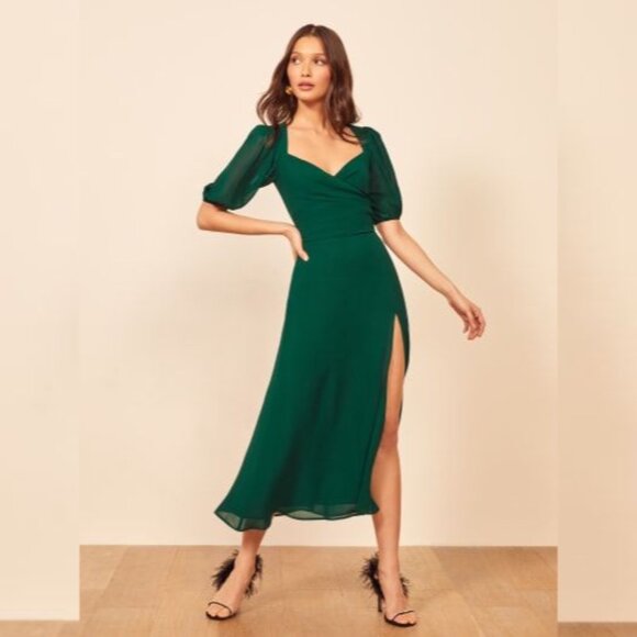 Reformation Wildflower Dress in Emerald Green | Sz 0 - Picture 1 of 5